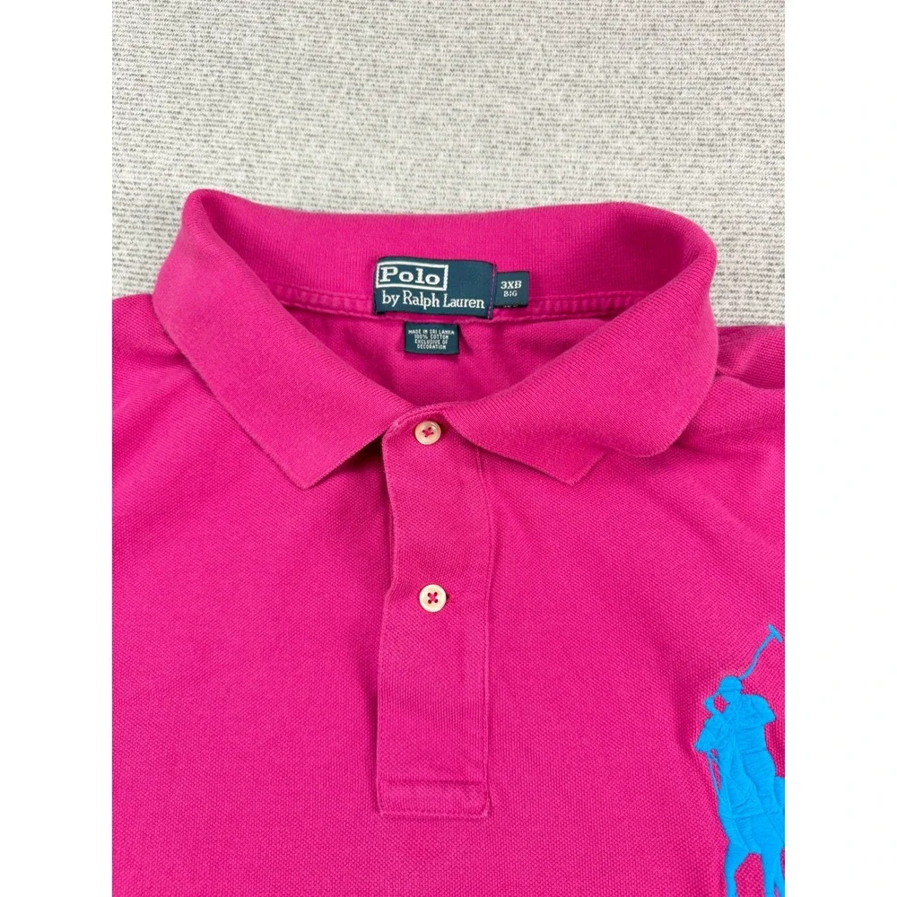 Polo Ralph Lauren Mens 3XB Big Pony Pink Short Sleeve Polo Shirt Turquoise